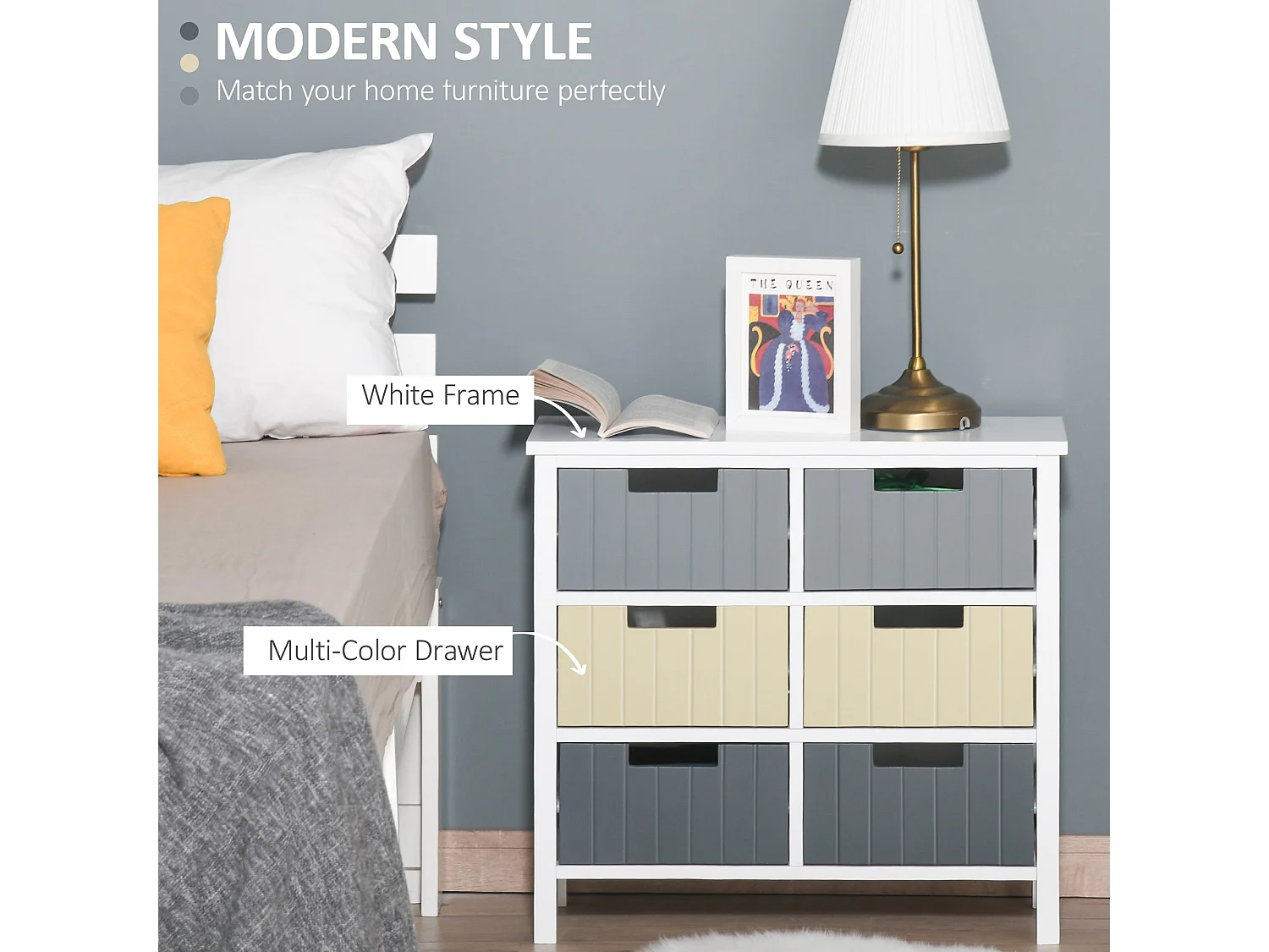 Nemo Multicolour 6 Drawer Wooden Storage Cabinet