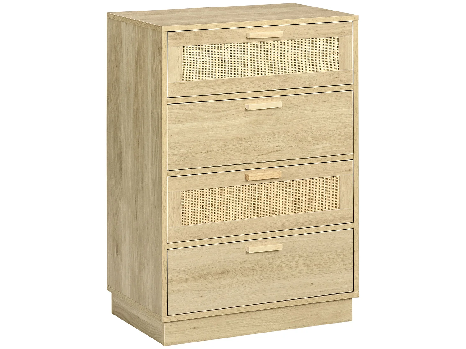 Reredito 4 Drawer Chest Natural Wood Effect with Rattan Panels