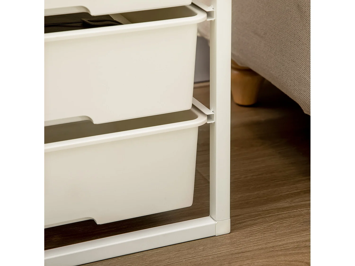 Kedina Tall 6 Drawer Storage Chest White Drawers Walnut Effect Top Steel Frame
