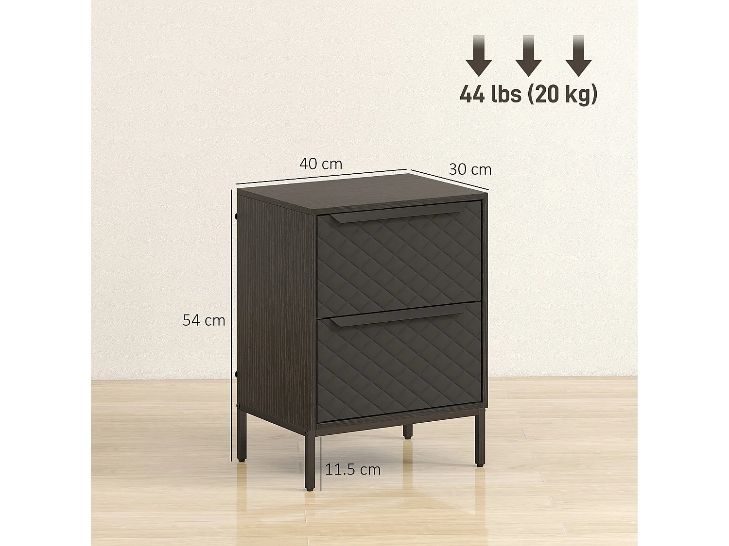 Nomiba 2 Drawer Fabric Storage Dresser Black Metal Frame