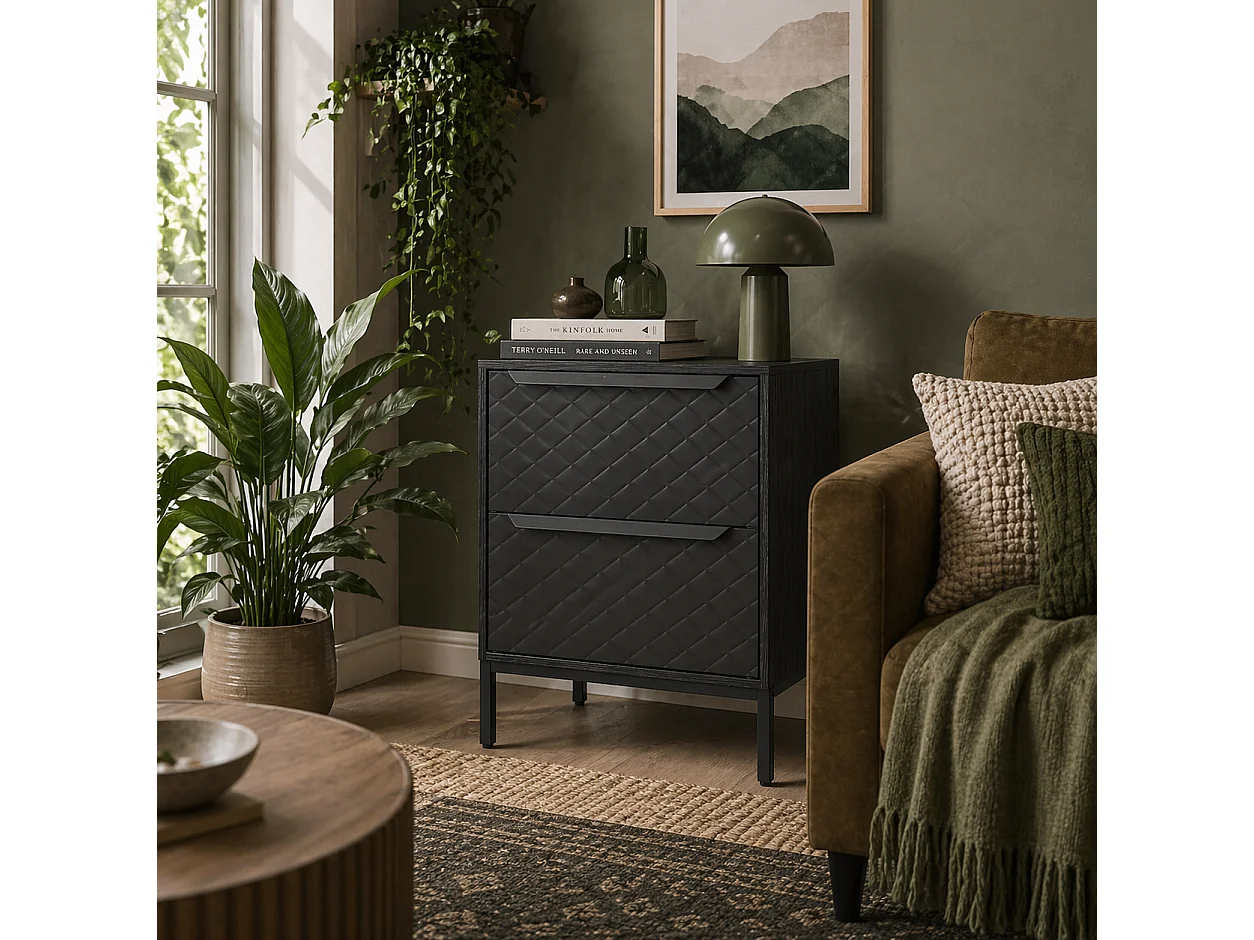 Nomiba 2 Drawer Fabric Storage Dresser Black Metal Frame