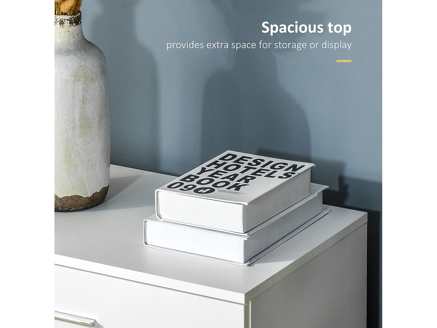 Ziroma White 4 Drawer Chest MDF and Metal Water Repellent Finish