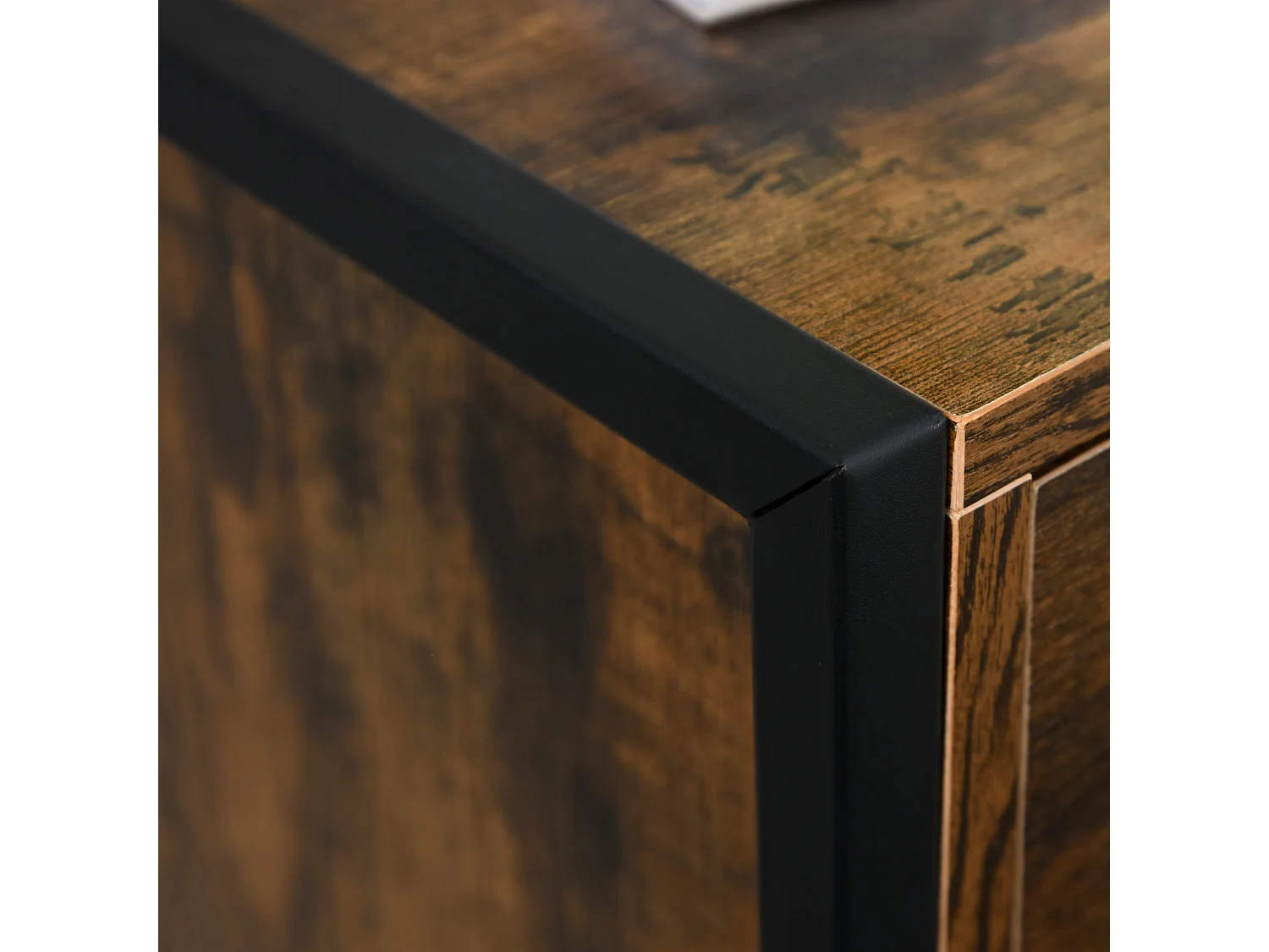 Miri Industrial 3 Drawer Chest Rustic Brown Wood and Black Metal