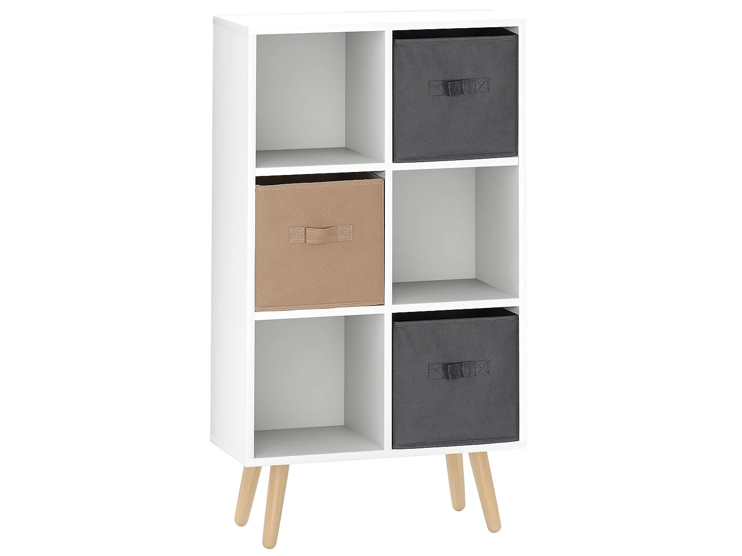 Nadiro 6 Cube White Storage Unit with 3 Removable Fabric Drawers