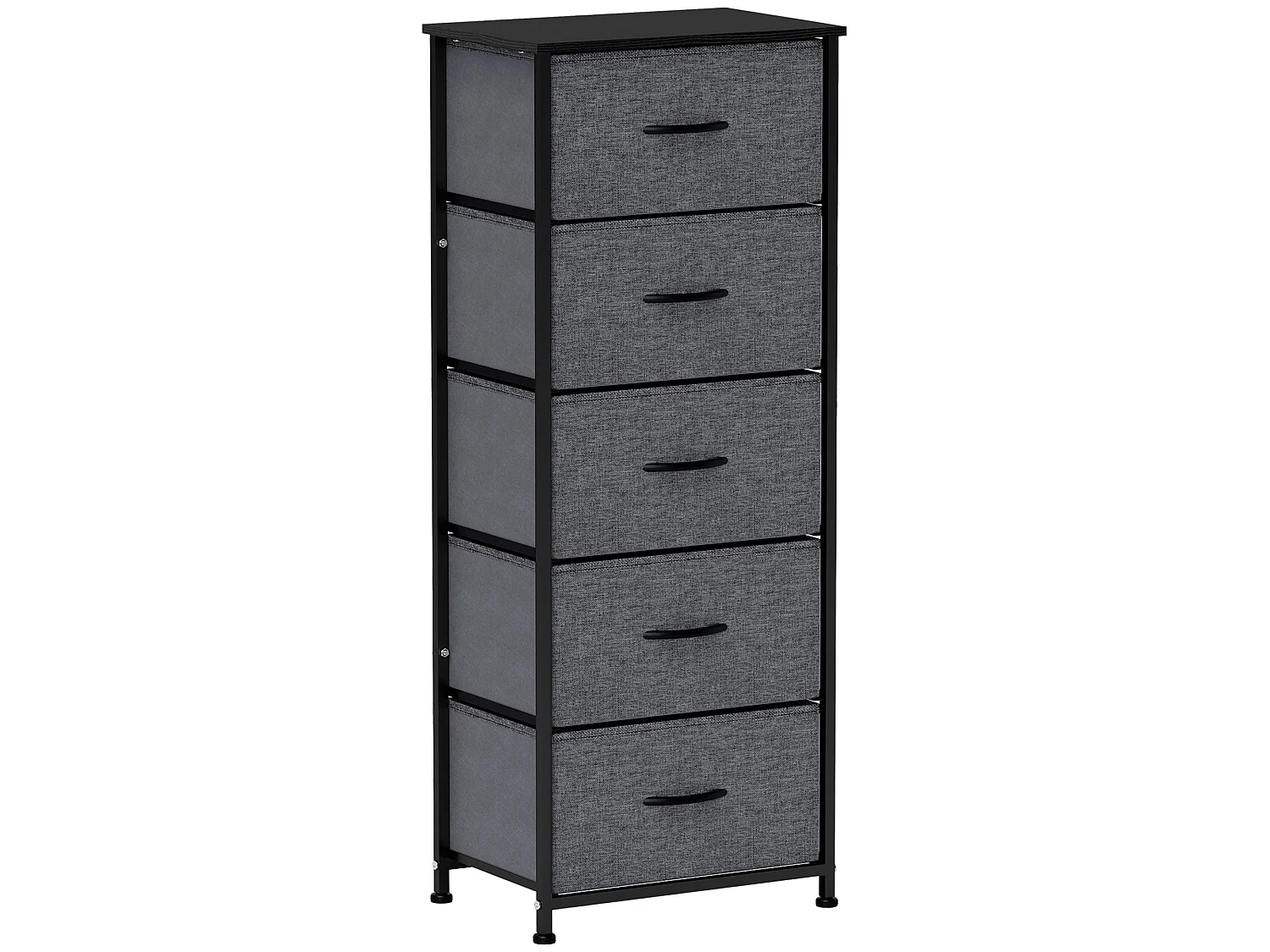 Ralora 5 Drawer Dark Grey Metal and Fabric Dresser with Steel Frame