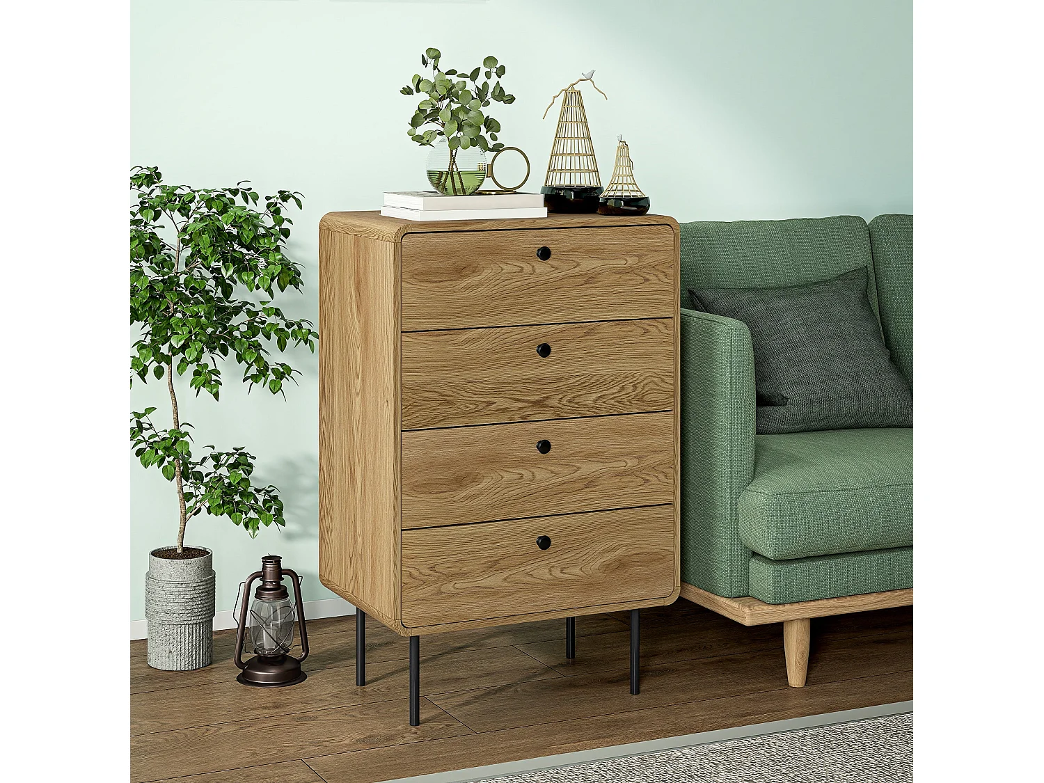 Elmira Oak Effect 4 Drawer Modern Storage Chest