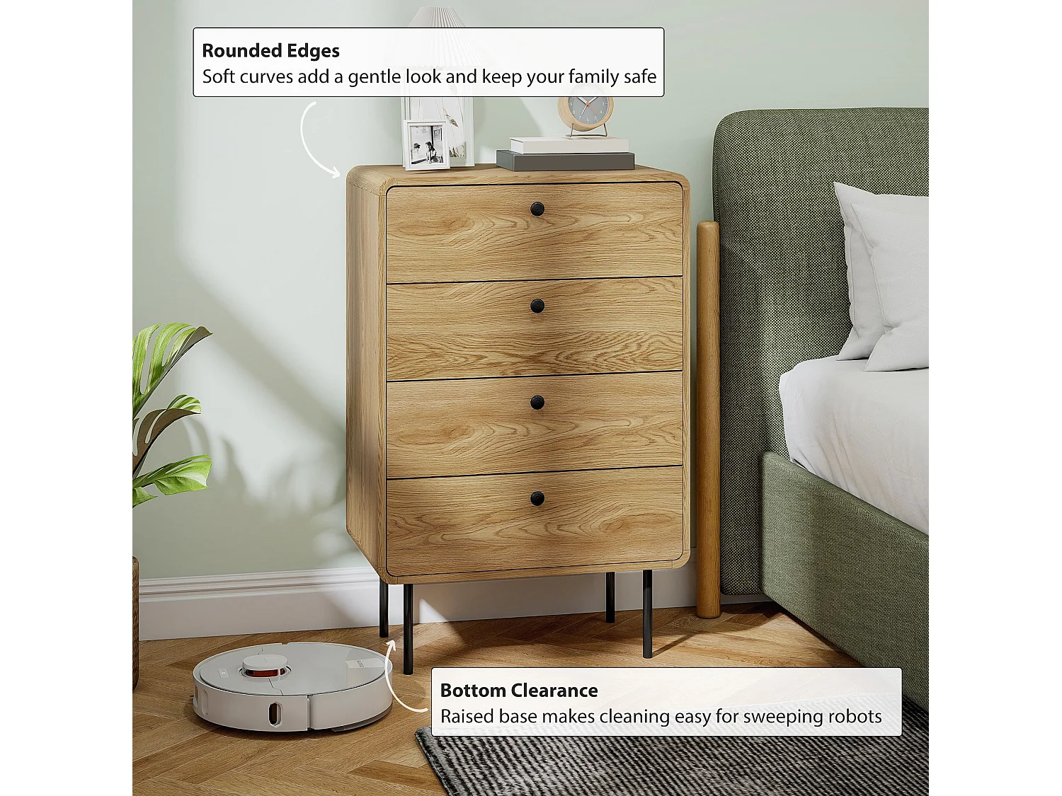 Elmira Oak Effect 4 Drawer Modern Storage Chest
