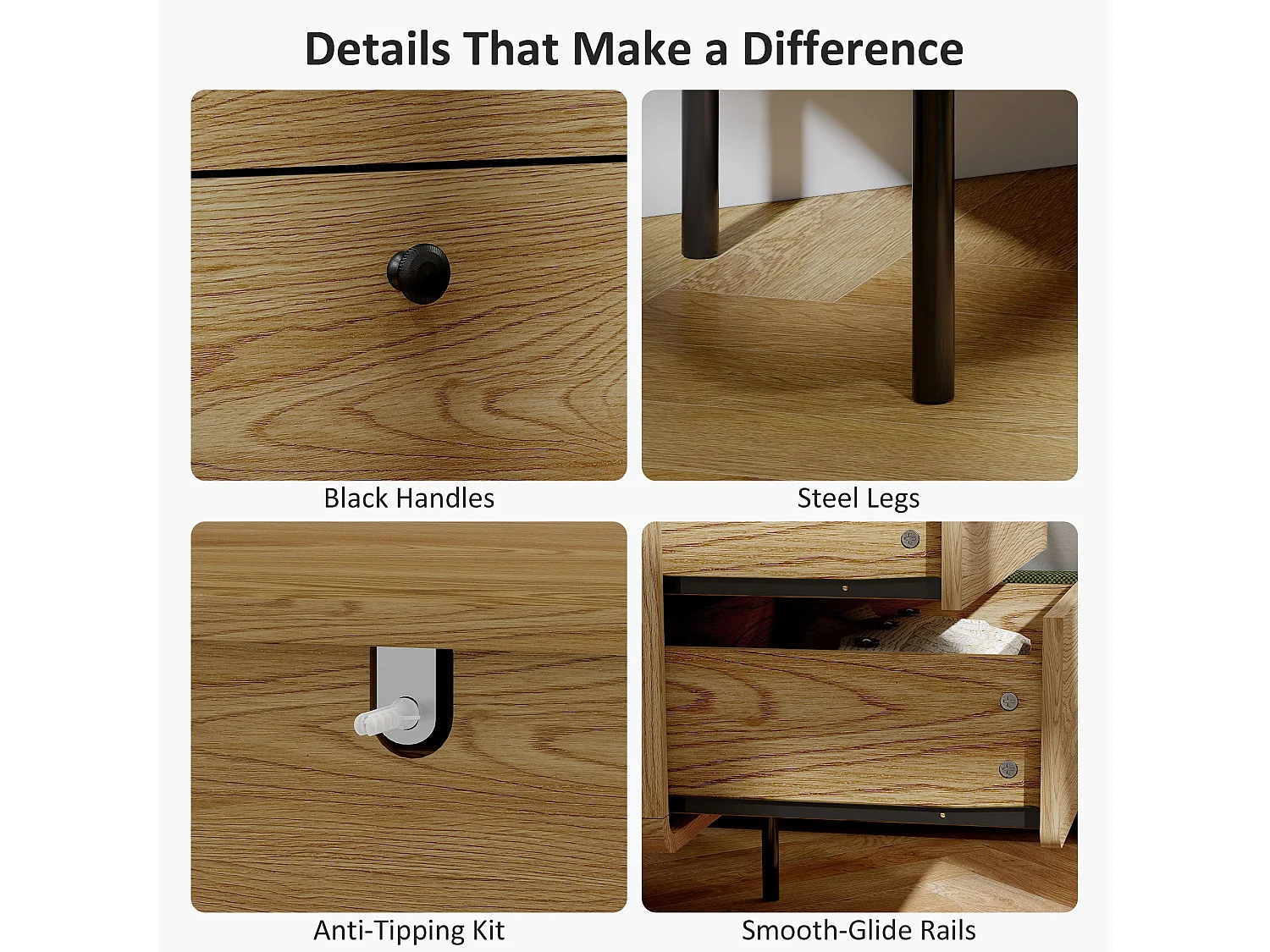 Elmira Oak Effect 4 Drawer Modern Storage Chest