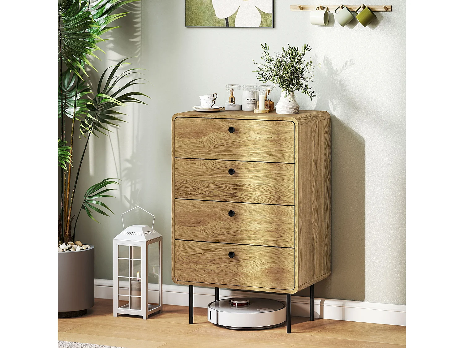 Elmira Oak Effect 4 Drawer Modern Storage Chest