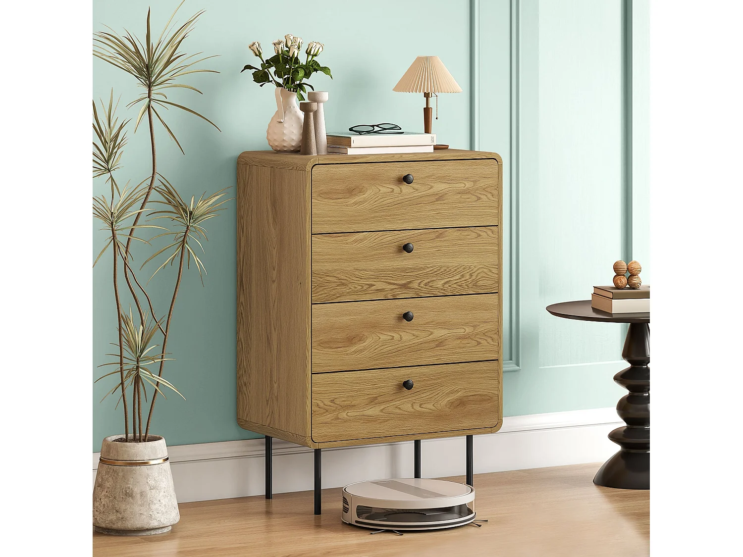 Elmira Oak Effect 4 Drawer Modern Storage Chest