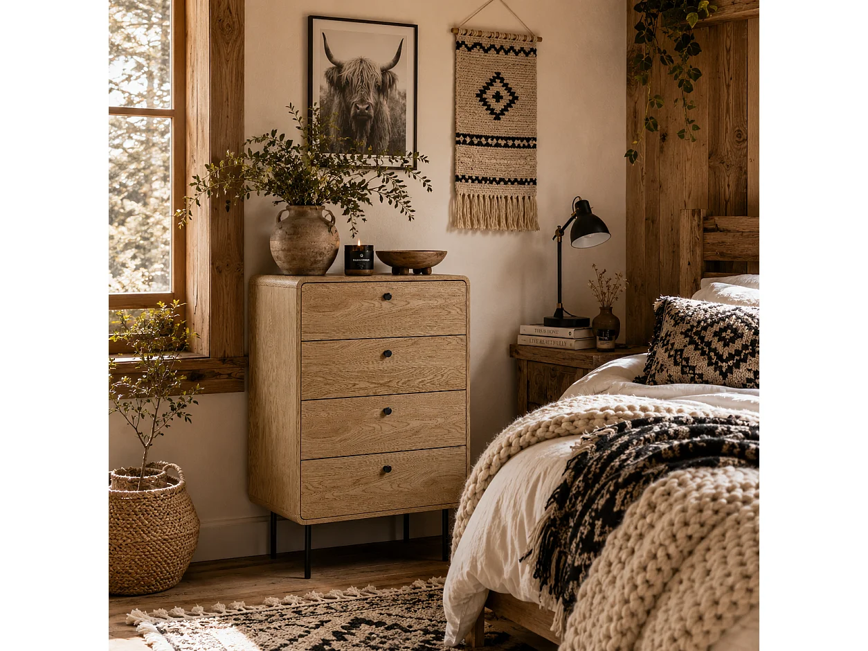Elmira Oak Effect 4 Drawer Modern Storage Chest