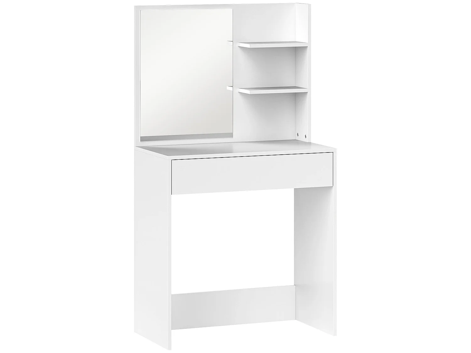 Ketoli White Dressing Table with Mirror Drawer and Shelves