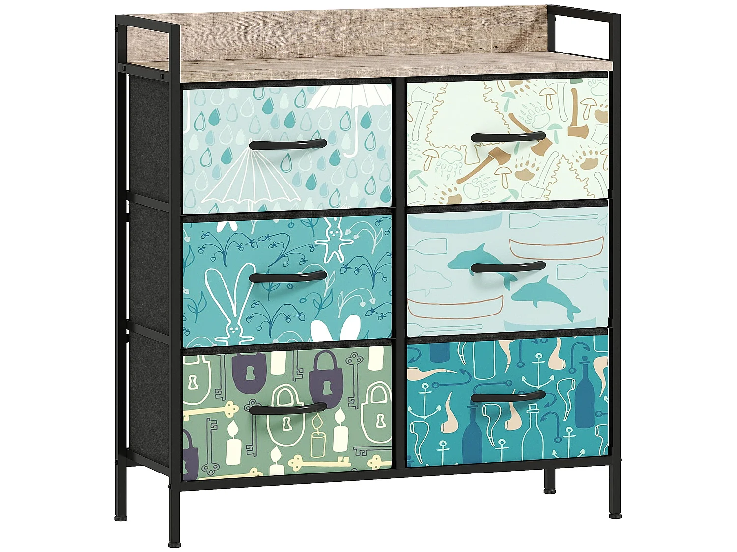 Sambo Blue 6 Drawer Fabric Storage Chest