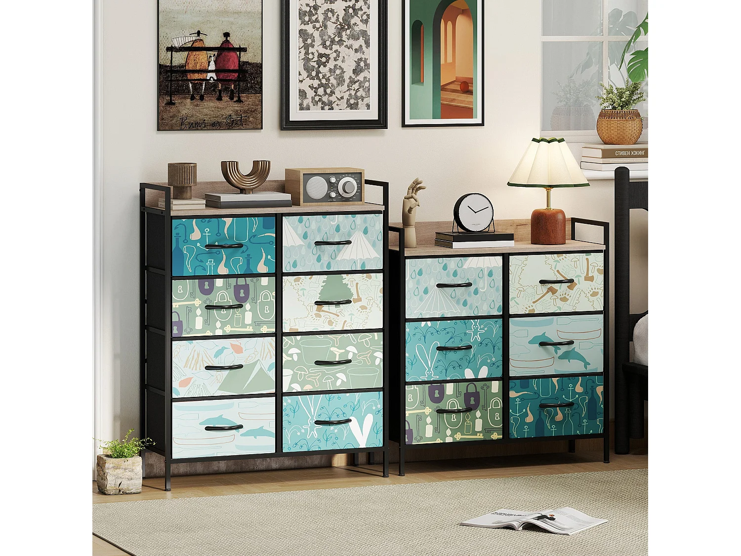 Sambo Blue 6 Drawer Fabric Storage Chest