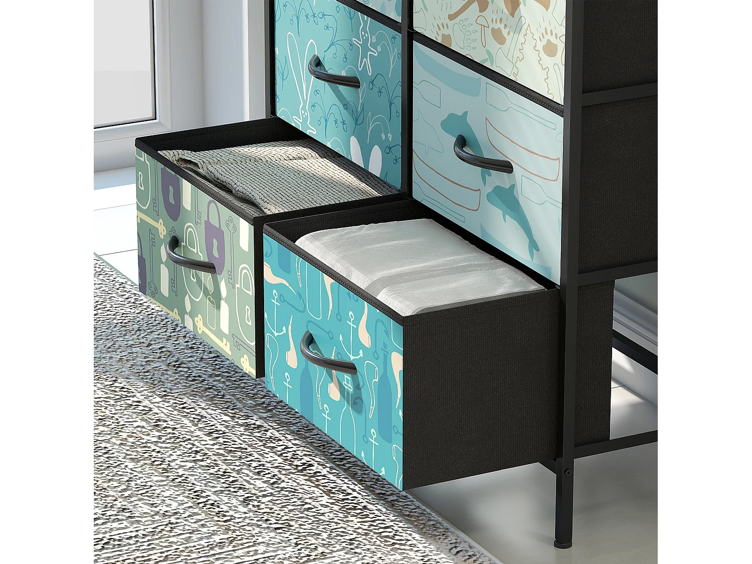 Sambo Blue 6 Drawer Fabric Storage Chest