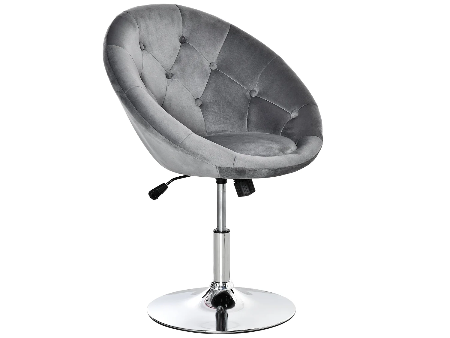 Vefi Grey Velvet Feel Adjustable Swivel Vanity Stool with Tufted Seat