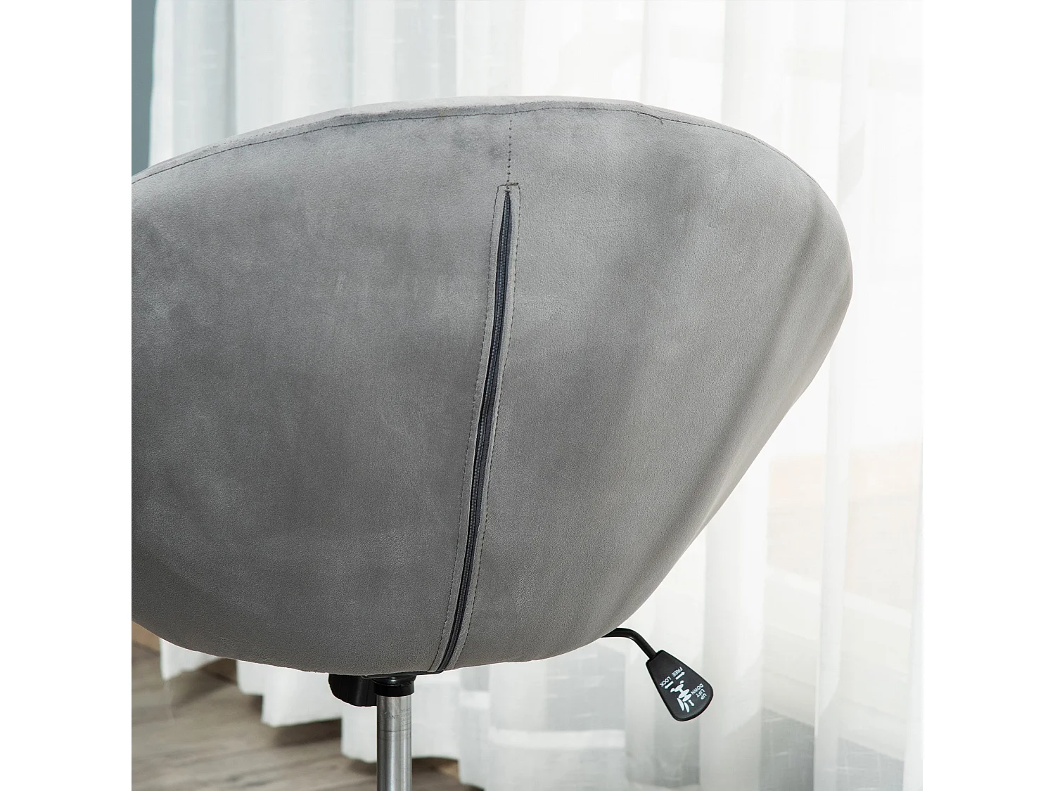 Vefi Grey Velvet Feel Adjustable Swivel Vanity Stool with Tufted Seat