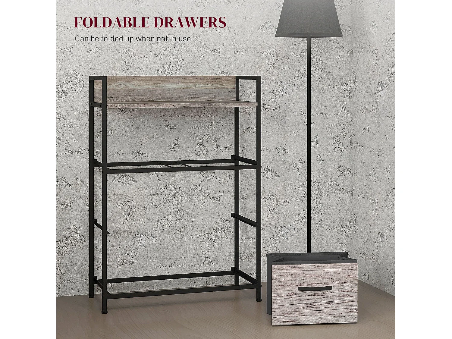 Doyo Elso 4 Drawer Fabric Chest Grey Wood Effect Industrial Rustic Storage