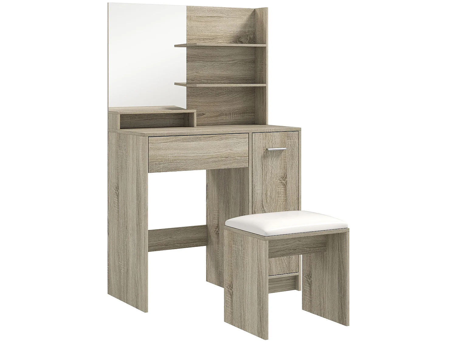 Marini Wood Effect Vanity Dressing Table and Padded Stool with Storage