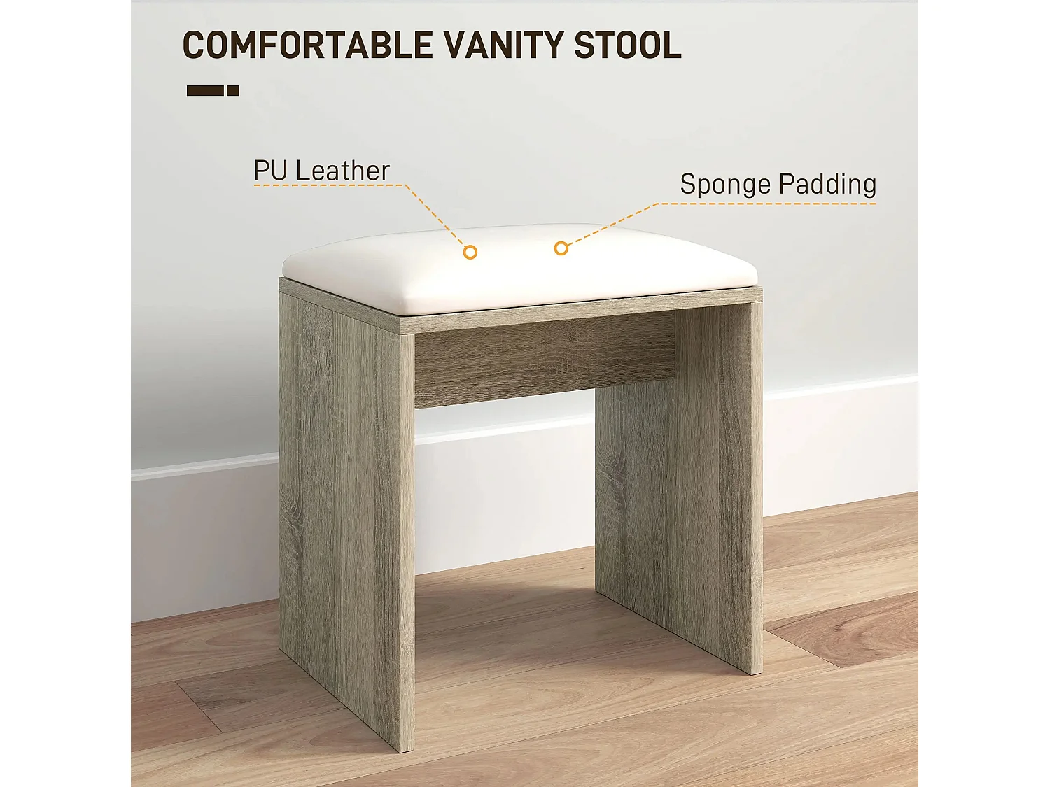 Marini Wood Effect Vanity Dressing Table and Padded Stool with Storage
