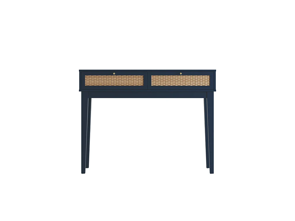 Waterford Blue Oak Dressing Table with Rattan Drawers 2 Drawer Vanity