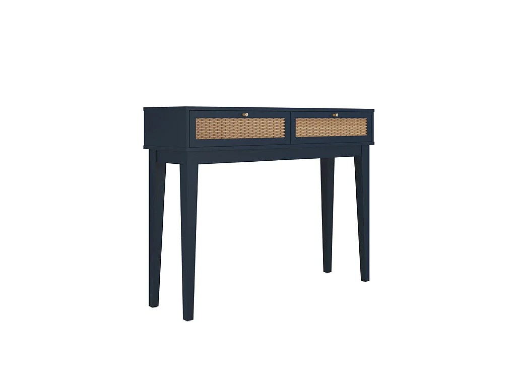 Waterford Blue Oak Dressing Table with Rattan Drawers 2 Drawer Vanity
