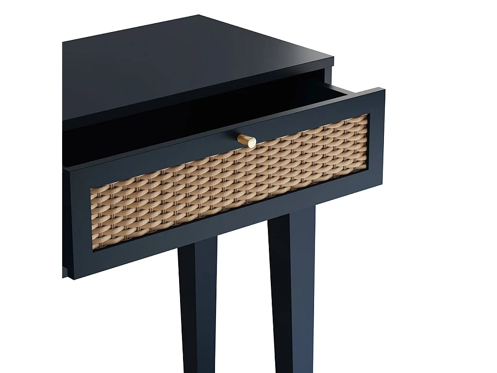 Waterford Blue Oak Dressing Table with Rattan Drawers 2 Drawer Vanity