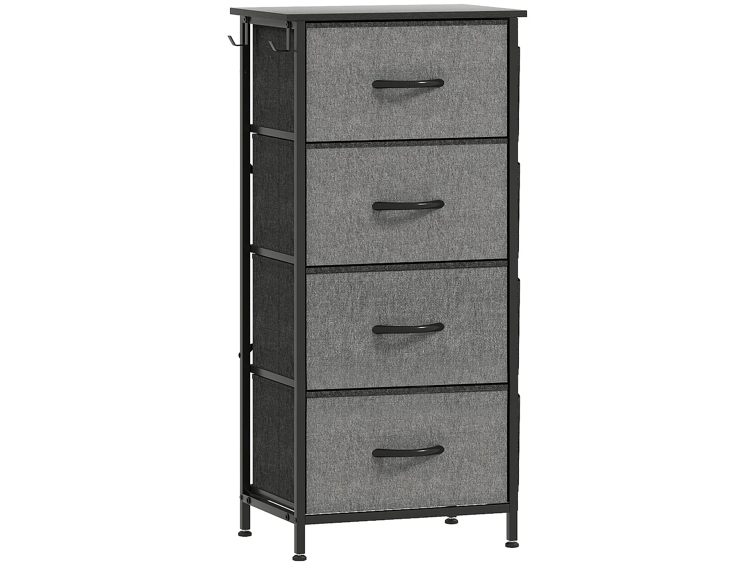 Lolova Charcoal Grey Fabric and Metal 4 Drawer Storage Chest