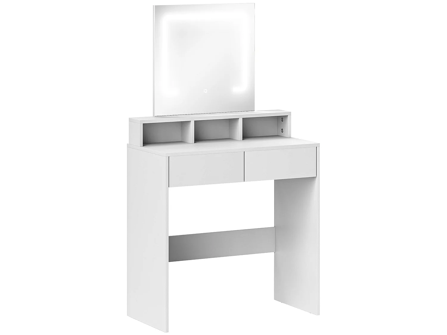 Linora Roso White Dressing Table with LED Mirror and Built in Storage