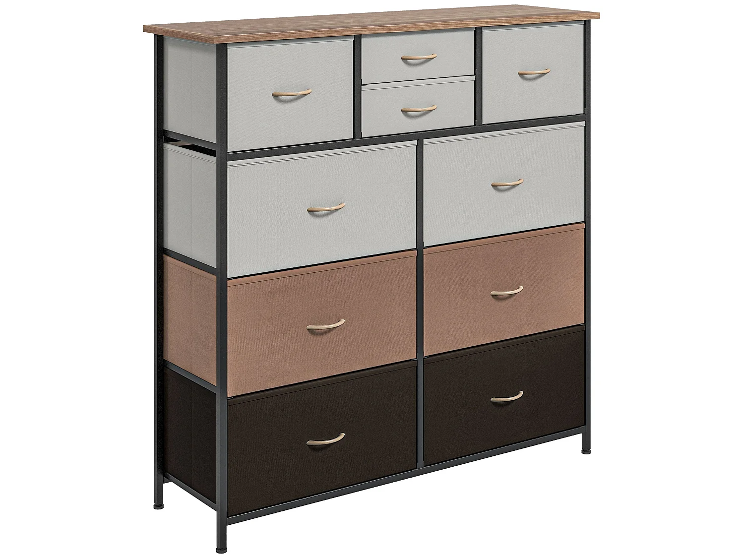 Sare Multicolour 10 Drawer Fabric Dresser with Foldable Drawers and Steel Frame