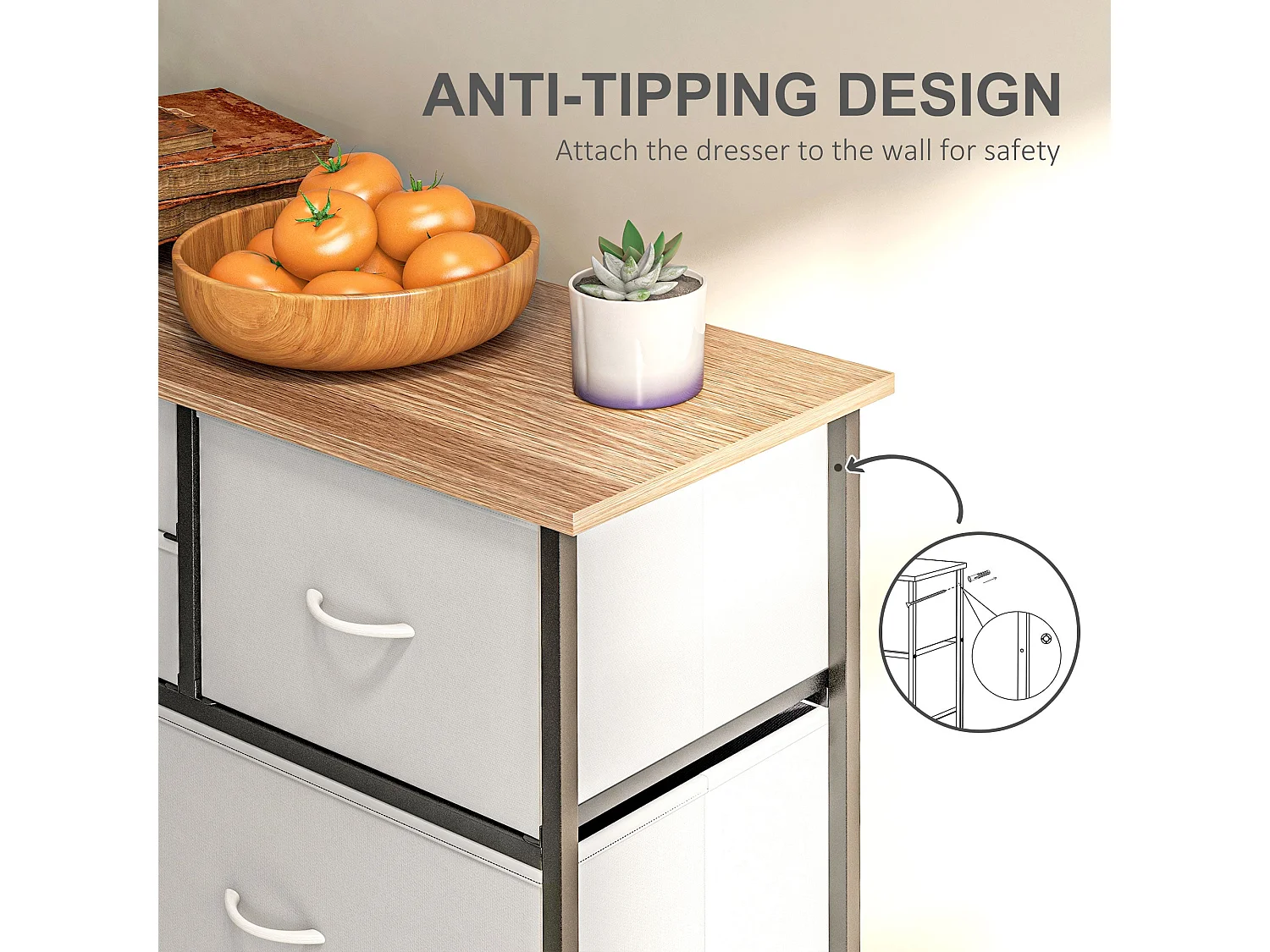 Sare Multicolour 10 Drawer Fabric Dresser with Foldable Drawers and Steel Frame