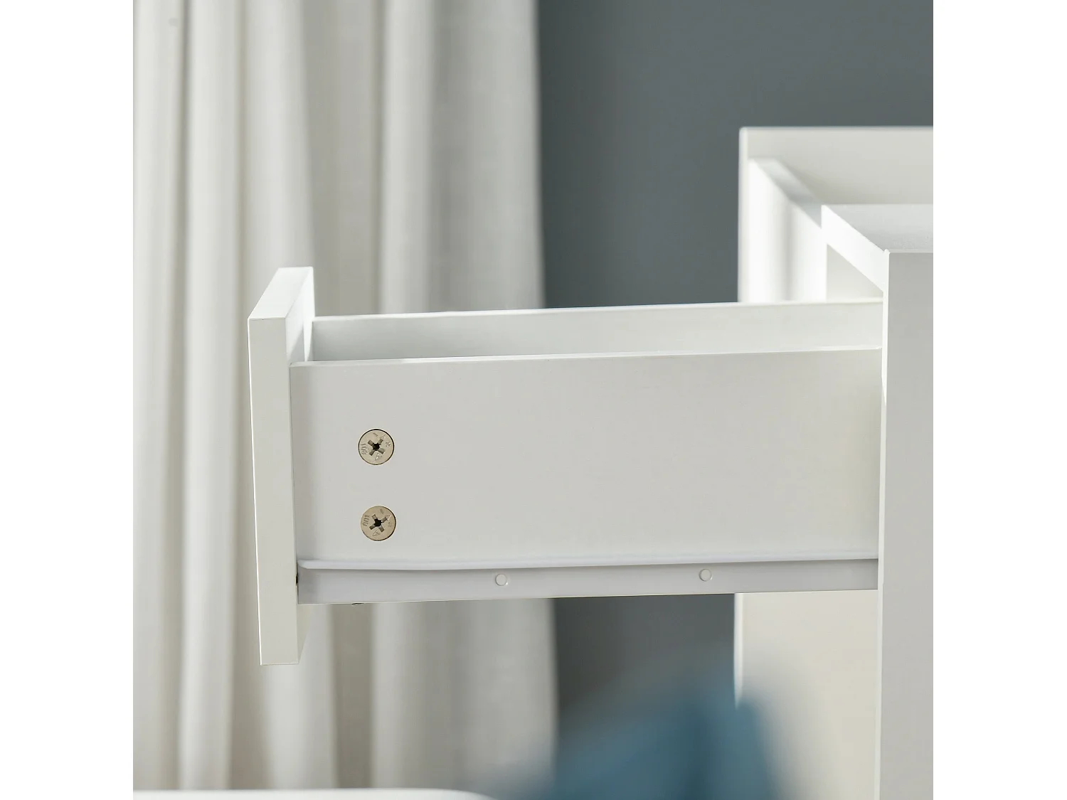 Firazzi White Vanity Desk with Flip Mirror Drawer Storage and Cushioned Stool