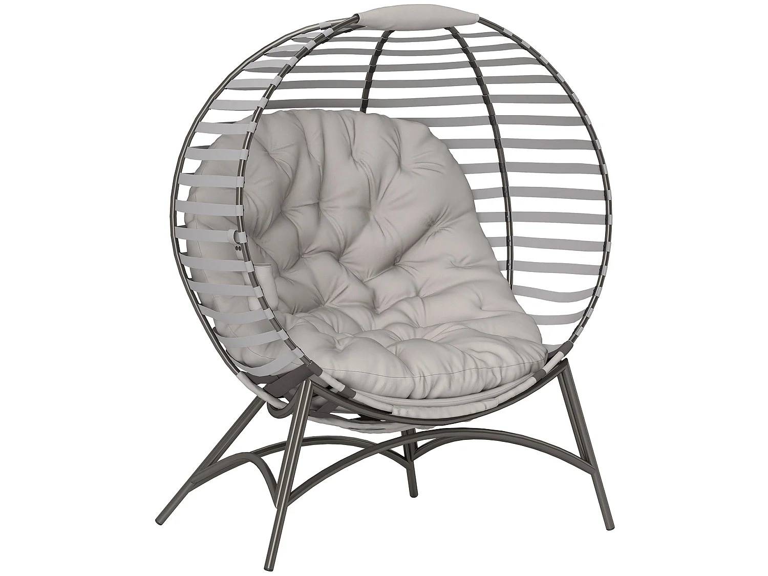 Lenika Oversized Light Grey Egg Chair with Cushion and Side Pocket