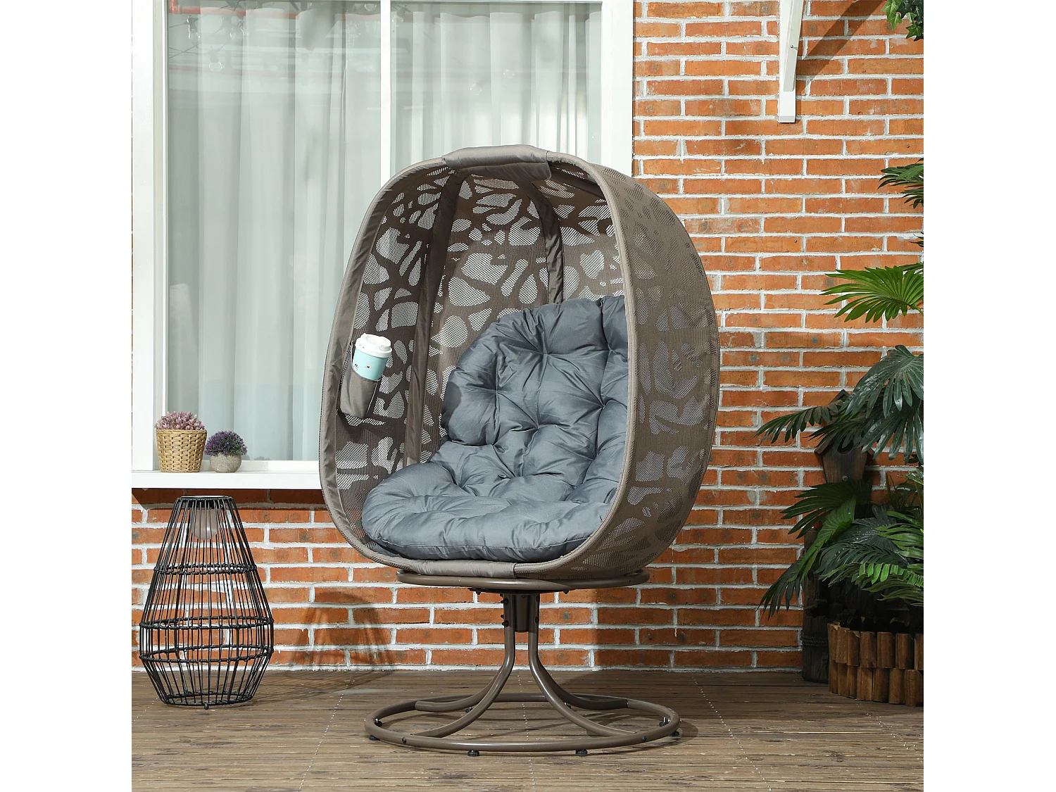 Nise Grey Swivel Egg Chair With Cushions