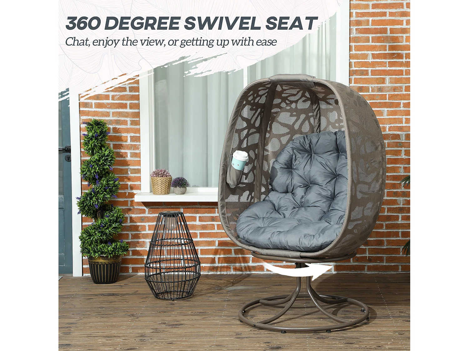 Nise Grey Swivel Egg Chair With Cushions