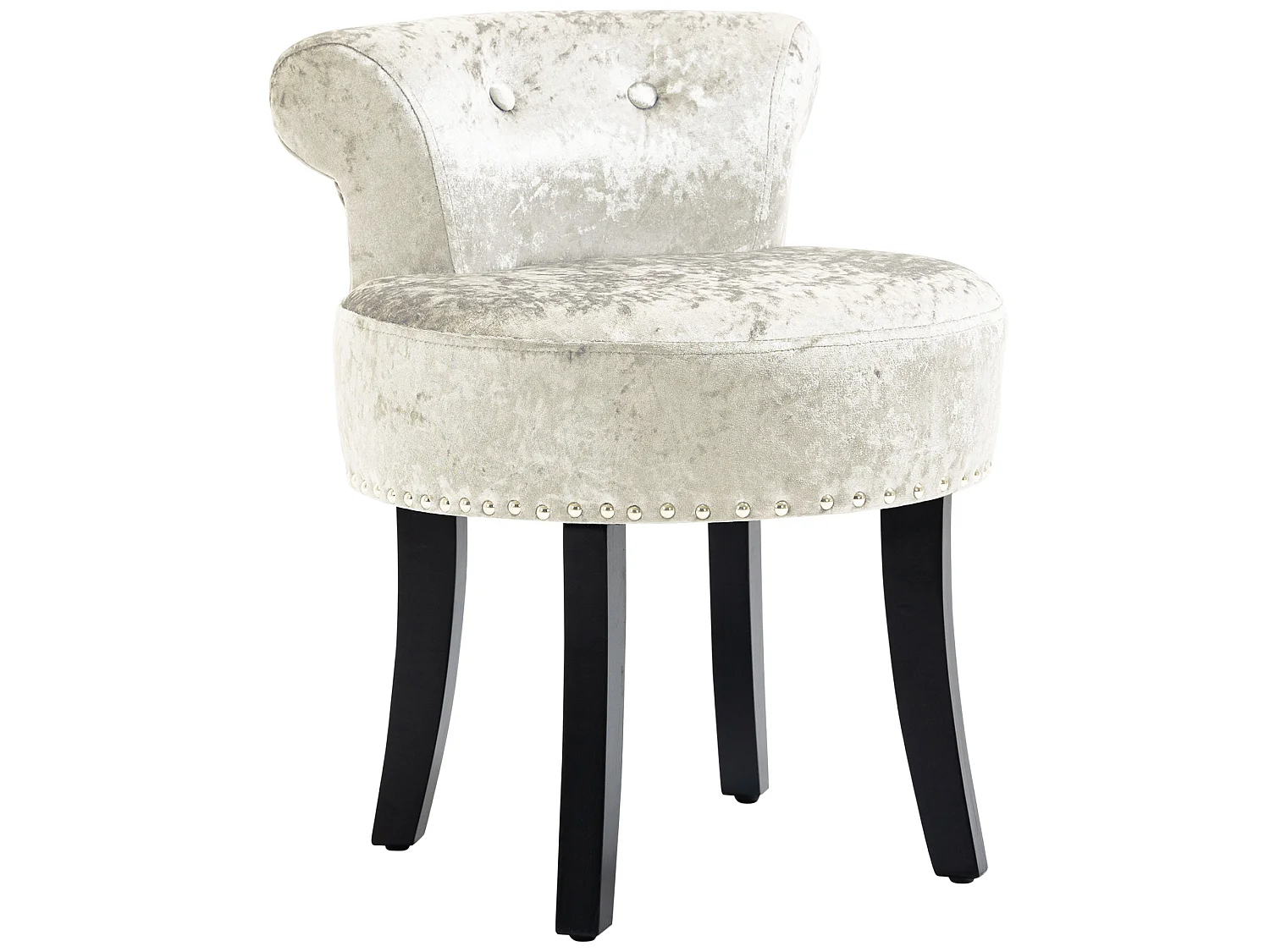 Salami Beige Velvet Dressing Table Stool Rubberwood Legs