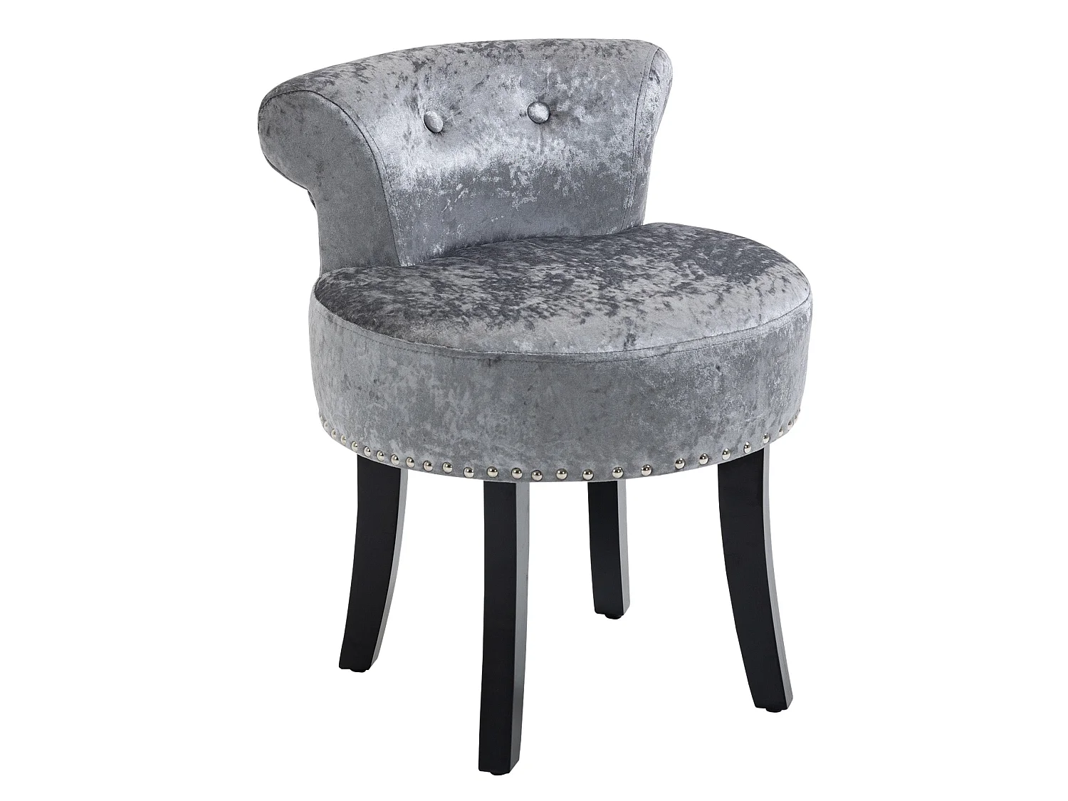 Mocareba Grey Velvet Dressing Table Stool Padded Seat Rubberwood Legs