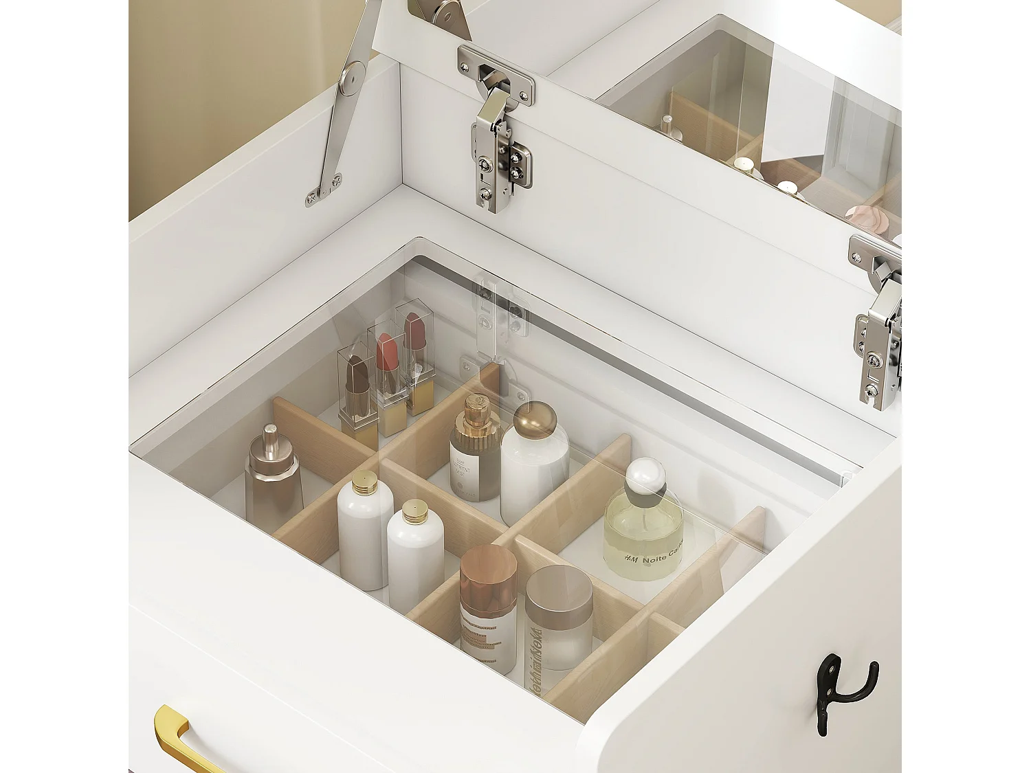Yova Compact White Dressing Table and Stool Set with Storage