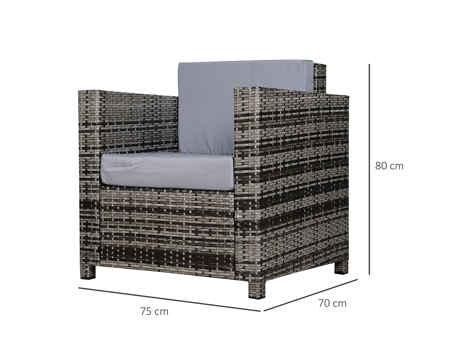Roso Naba Grey Rattan Outdoor Armchair with Removable Cushion