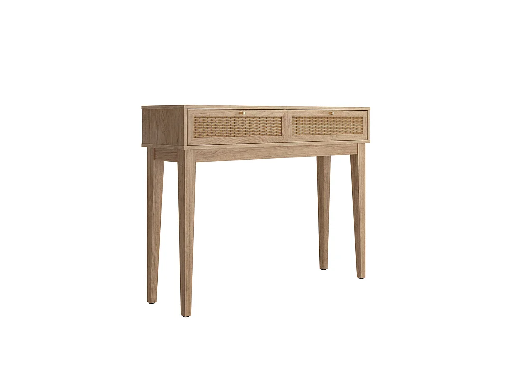Waterford Oak Dressing Table with Rattan Drawer Fronts 2 Drawers
