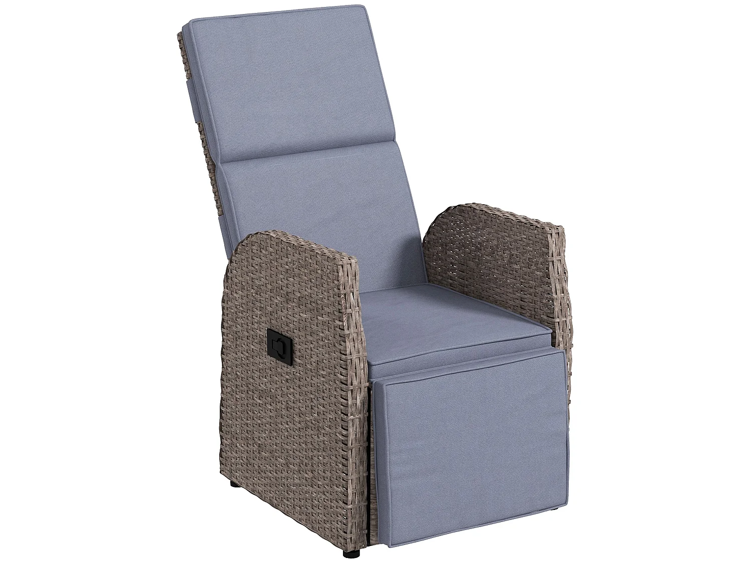 Namama Reclining Faux Rattan Garden Armchair Brown and Grey with Footrest