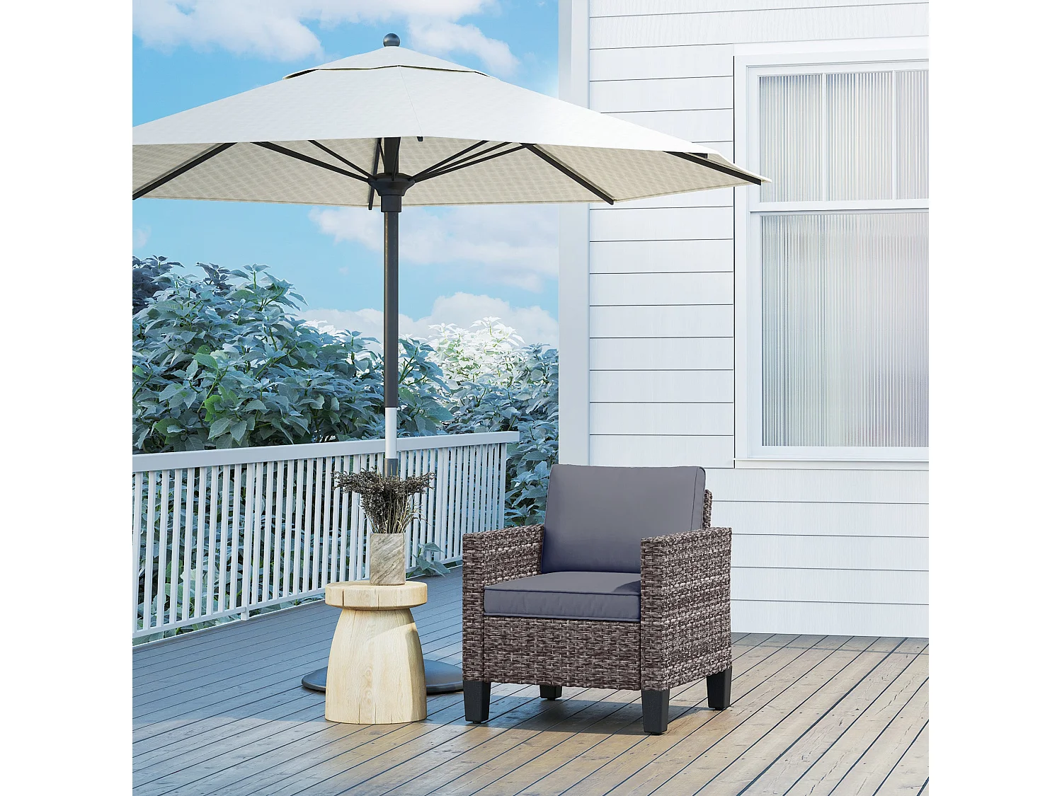 Maba Rattan Grey Single Outdoor Armchair with Cushions