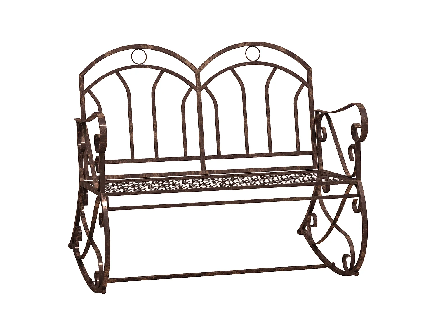 Lesu Bronze Red Metal Rocking Bench for Two