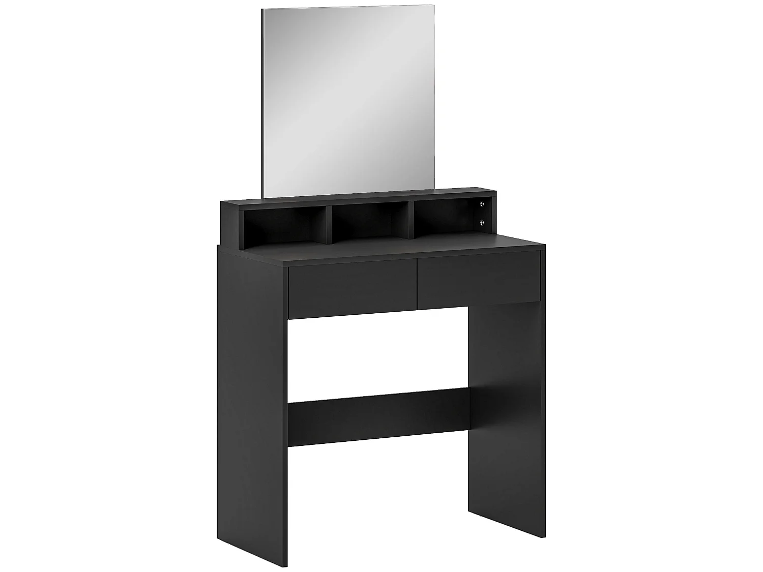 Merotto Black Dressing Table with Mirror Shelves and Drawers