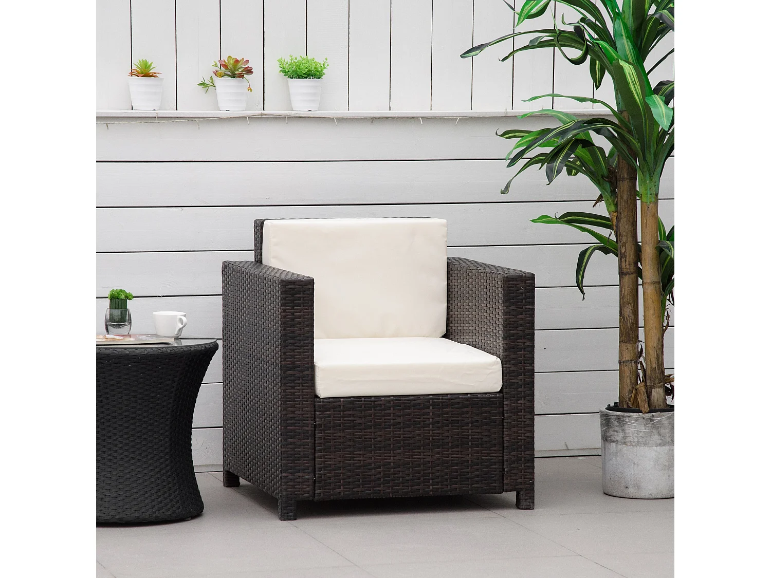 Rado Brown Rattan Single Outdoor Armchair with Armrests