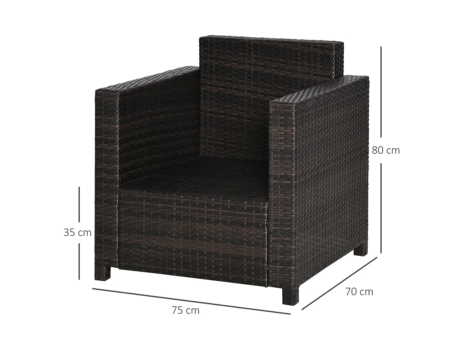 Rado Brown Rattan Single Outdoor Armchair with Armrests