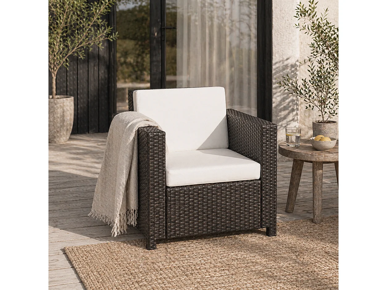 Rado Brown Rattan Single Outdoor Armchair with Armrests