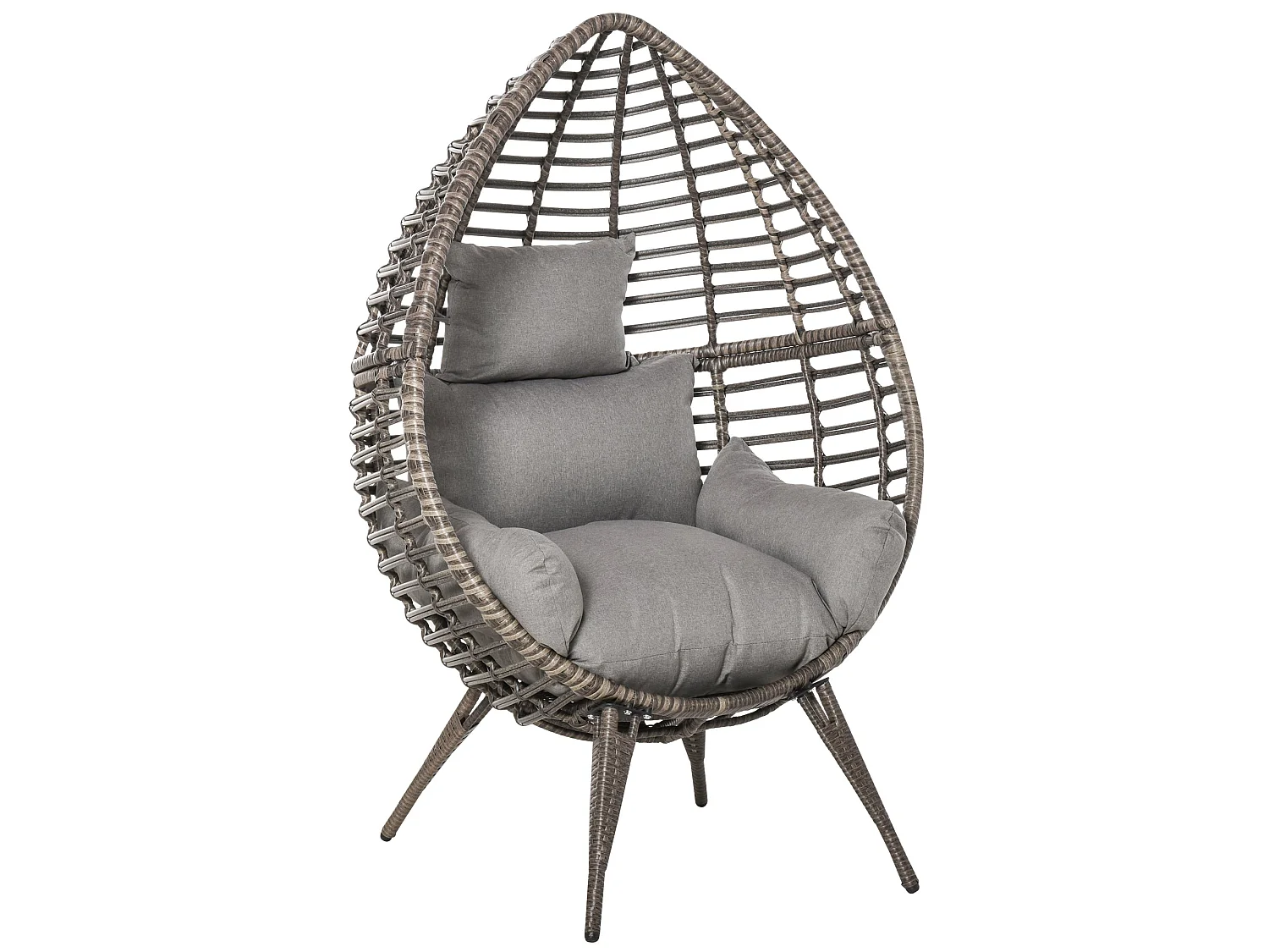 Luyono Grey PE Rattan Teardrop Egg Chair with Cushion