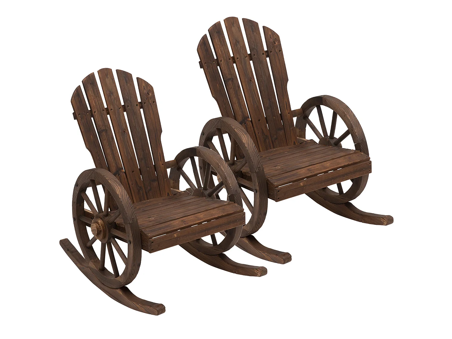 Bamo Set of 2 Dark Carbonized Fir Rocking Chairs with Reclining Back
