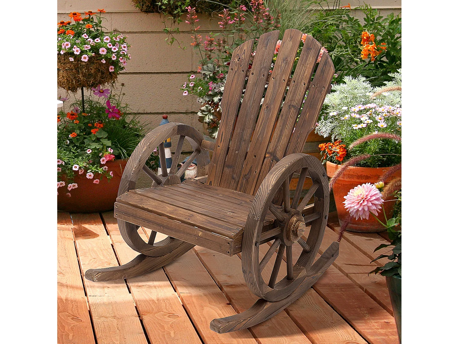 Bamo Set of 2 Dark Carbonized Fir Rocking Chairs with Reclining Back